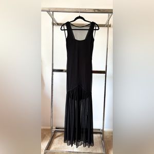 TOWER Dropped Neckline Black Maxi Dress S